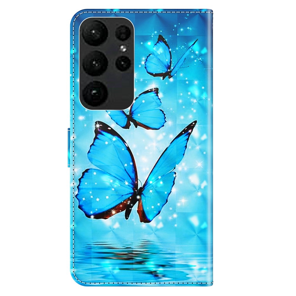 Nyomtatott könyv tok Samsung Galaxy S24 Ultra készülékhez - kék pillangók