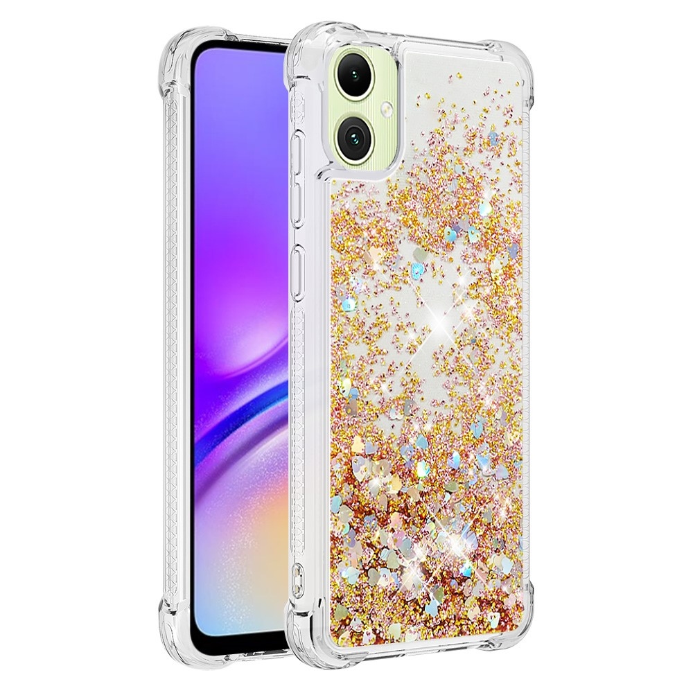 Glitter homokóra zselés tok Samsung Galaxy A06 4G - arany/szív