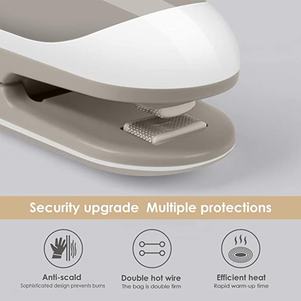 Kompakt, akkumulátoros élelmiszerzacskó-hegesztő – szürke