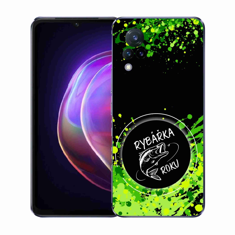 Gél borító mmCase a Vivo V21 4G/5G-n - az év horgásza fekete háttérrel