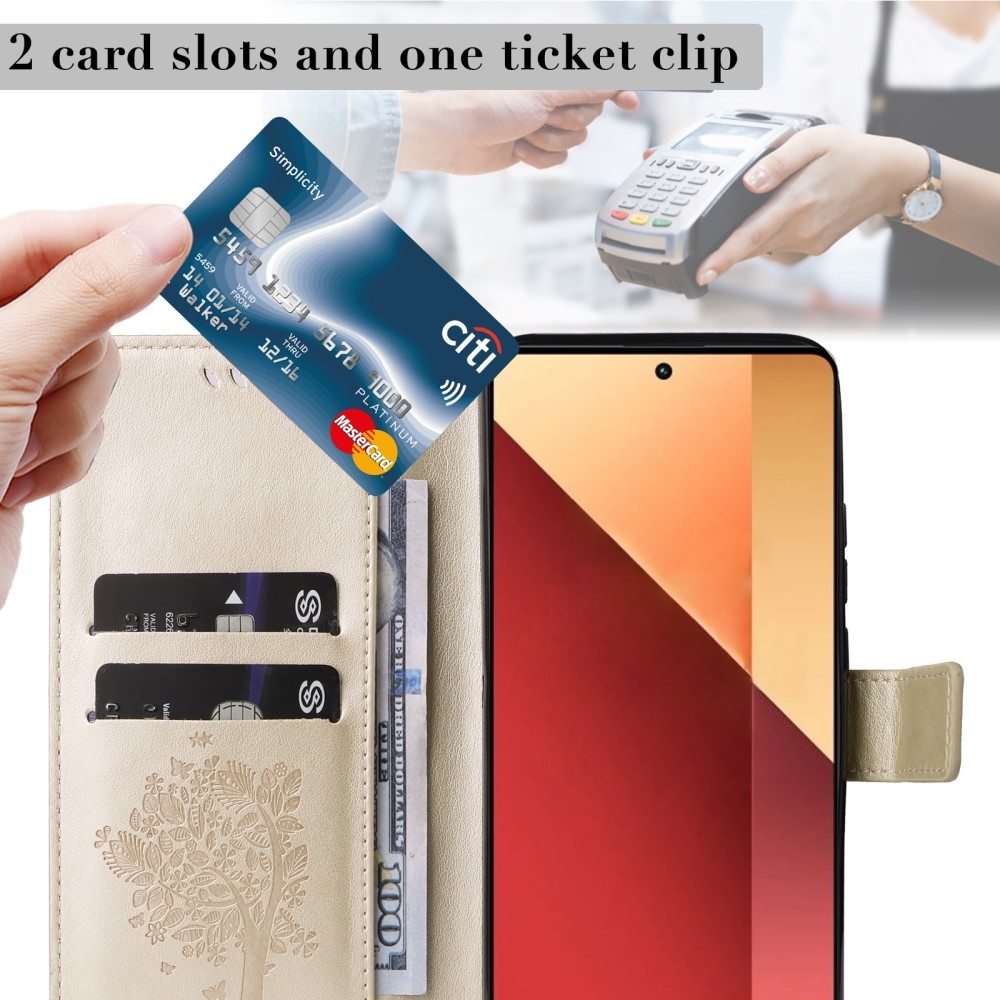 Fák könyv tokja Xiaomi Redmi Note 13 Pro 4G/Poco M6 Pro - arany színű