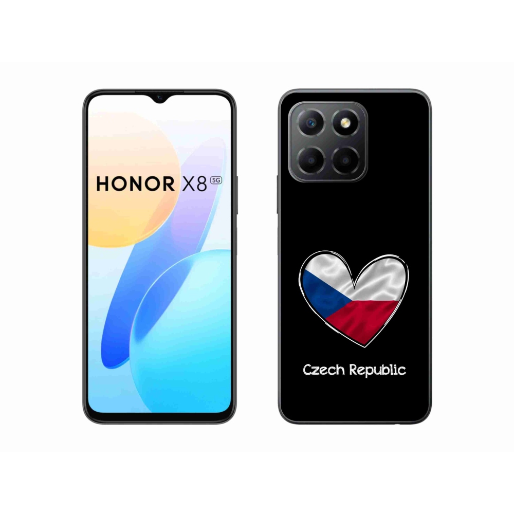 Gél borító mmCase a Honor X8 5G/Honor 70 Lite 5G készülékhez - Szív zászló fekete háttérrel