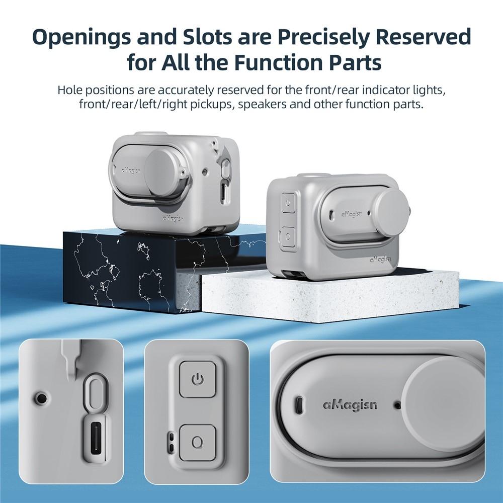 AMAGISN Szilikon Védőtok Pánttal Insta360 GO 3S-hez - Szürke