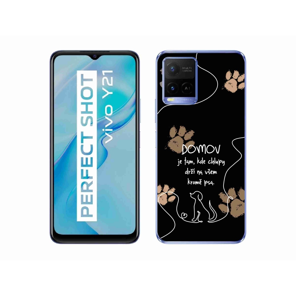 Zselés borító mmCase a Vivo Y21/Y21s/Y33s készülékhez - kutya motívum fekete háttérrel