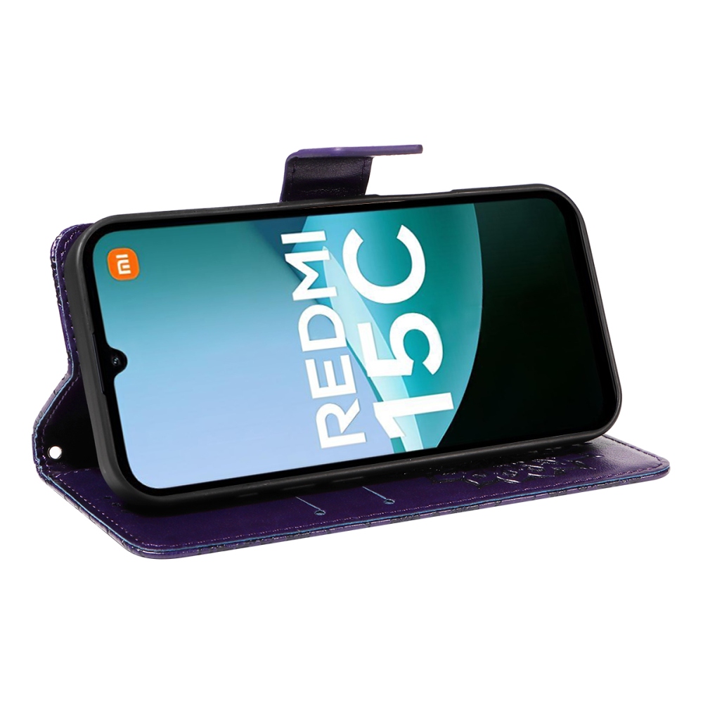 Napraforgó könyv tok Xiaomi Redmi 15C 4G/5G (173mm) - sötét lila