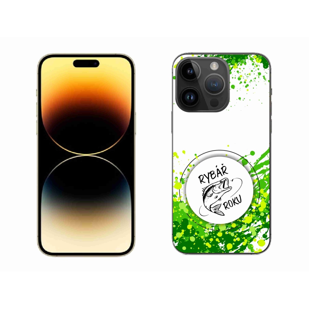 Zselés borítás mmCase iPhone 14 Pro Max 6.7 készülékhez - Az év horgásza fehér háttérrel