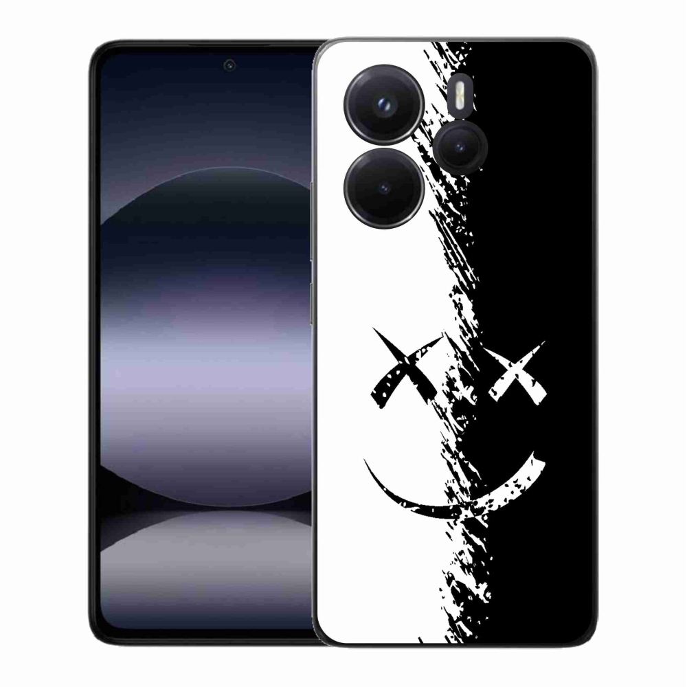 Gél borítás mmCase a Xiaomi Redmi Note 14-hez - fekete és fehér mosolygó