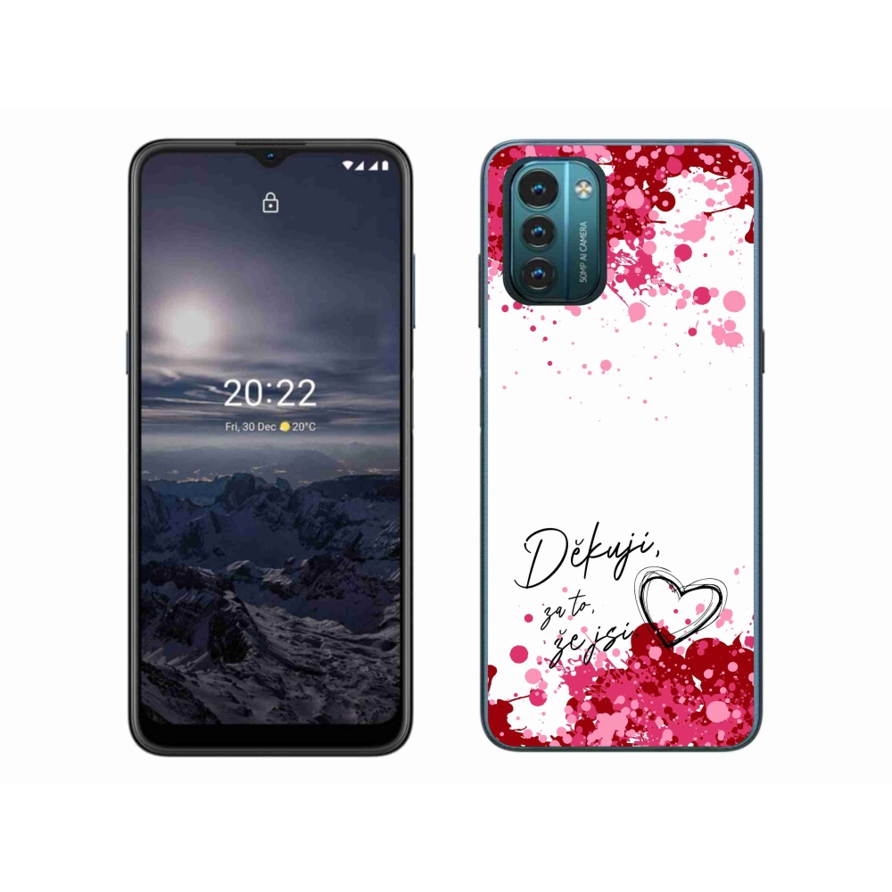 Zselés borítás mmCase a Nokia G11/G21 készülékhez - text in love 2 fehér háttér