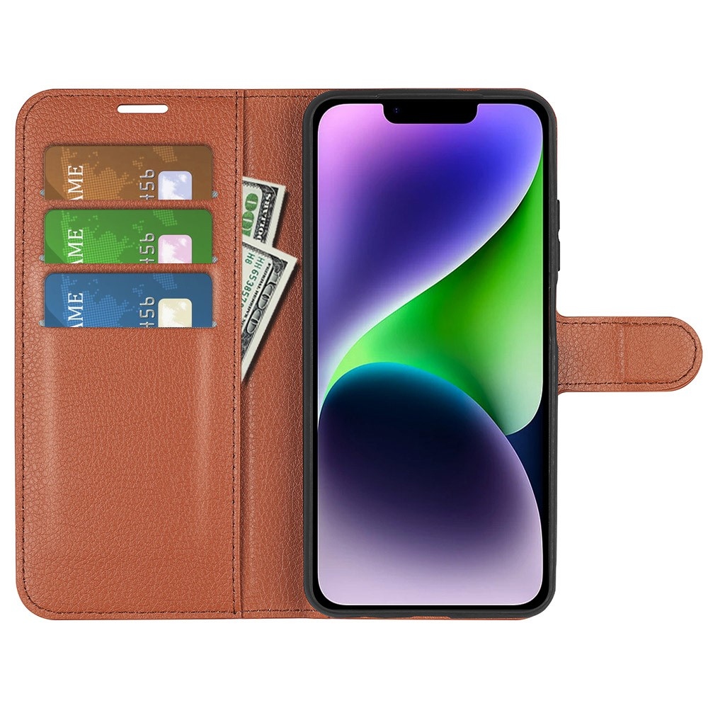 Litchi könyvtáska iPhone 15 készülékhez - barna