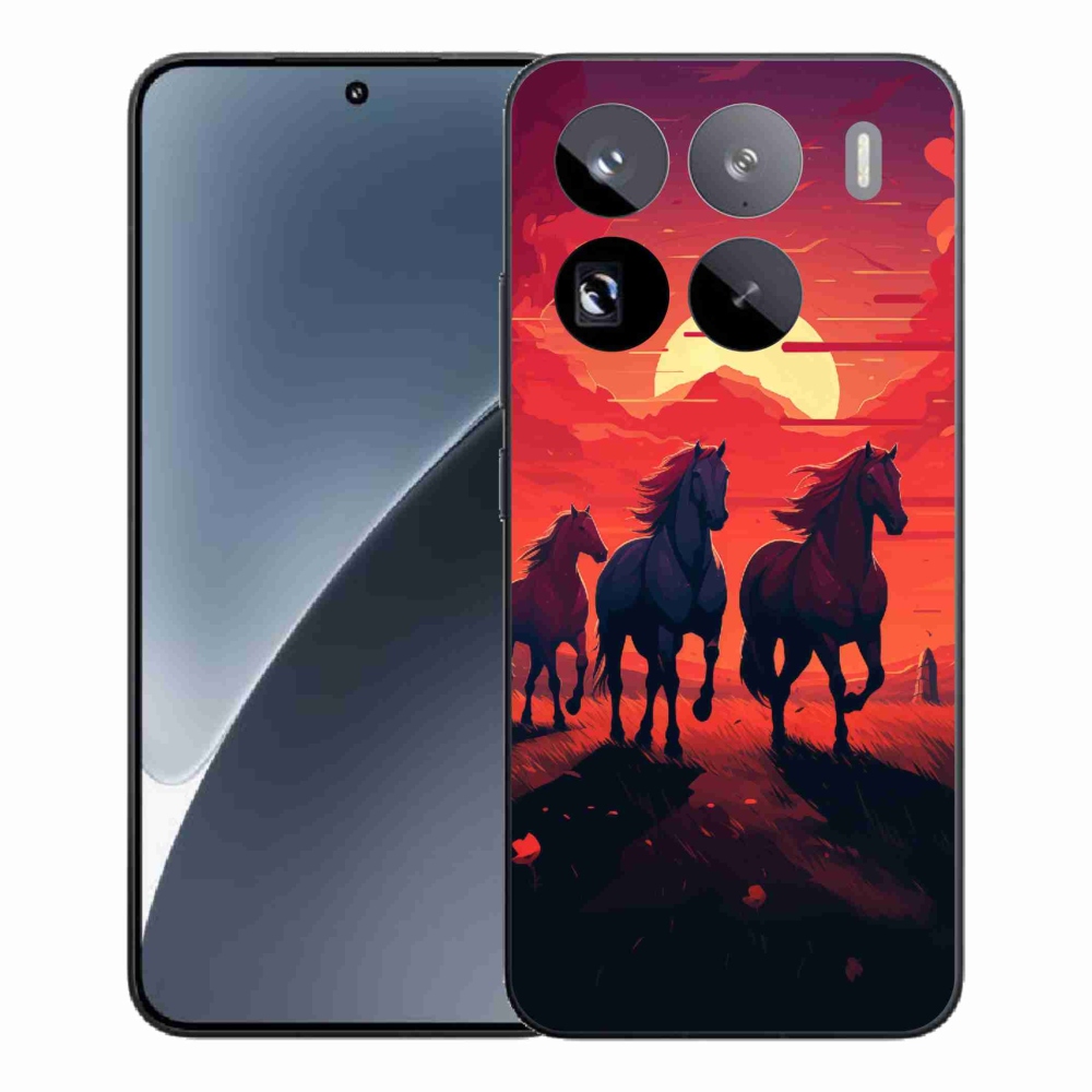 Gél borítás mmCase a Xiaomi 15 Pro számára - lovak és naplemente
