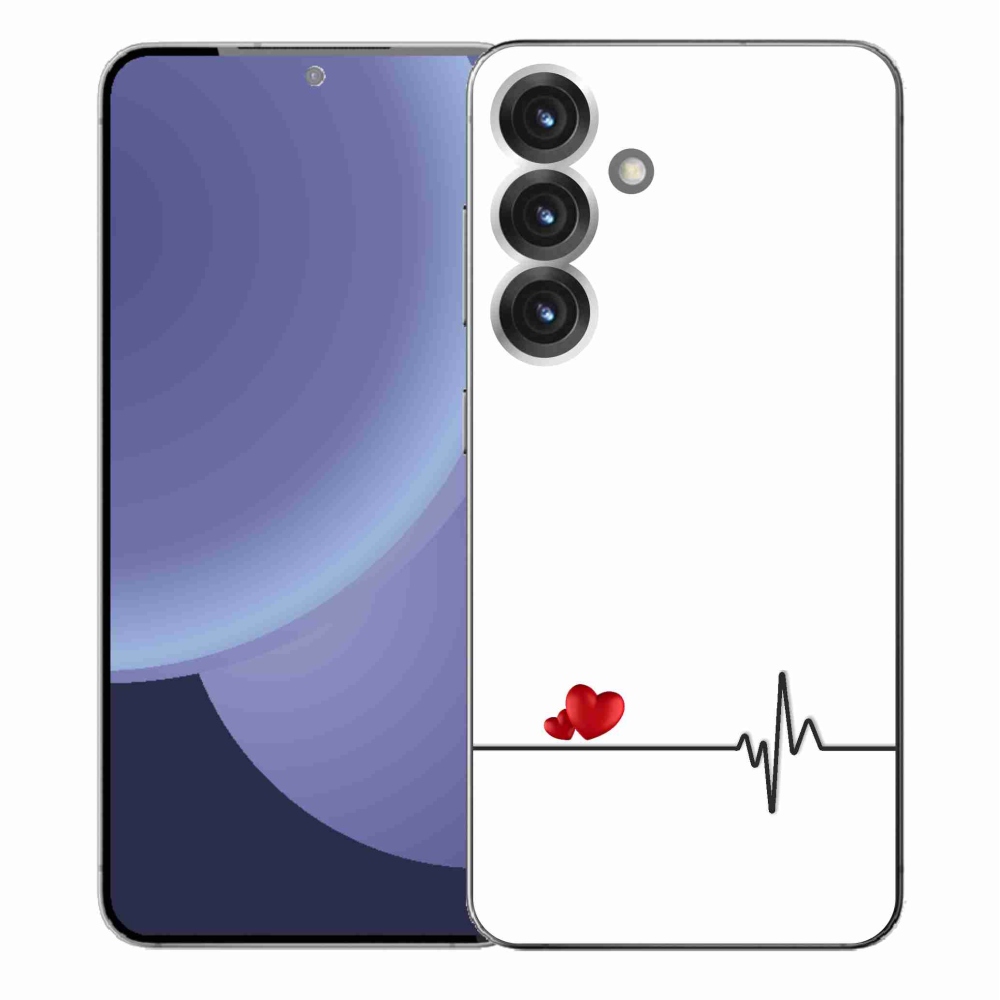 Gél borítás mmCase Samsung Galaxy S25+ készülékhez - szív és szívverés fehér háttérrel
