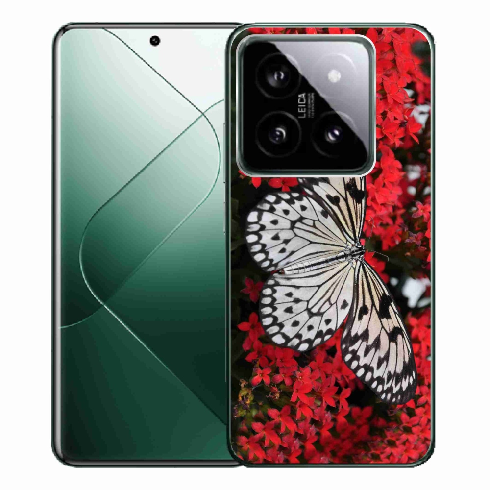 Zselés borítás mmCase a Xiaomi 14 Pro-hoz - fekete-fehér pillangó 1