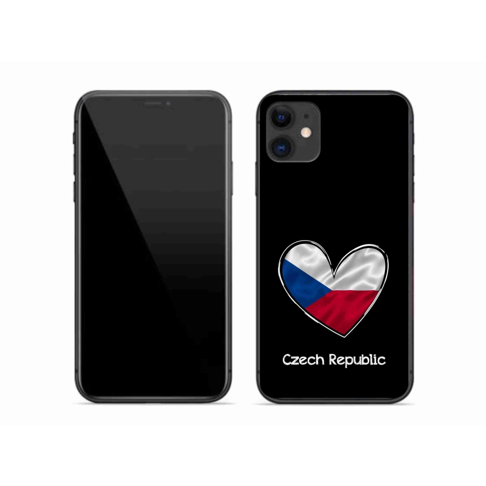 Zselés borítás mmCase iPhone 11 készülékhez - zászlós szív fekete háttérrel