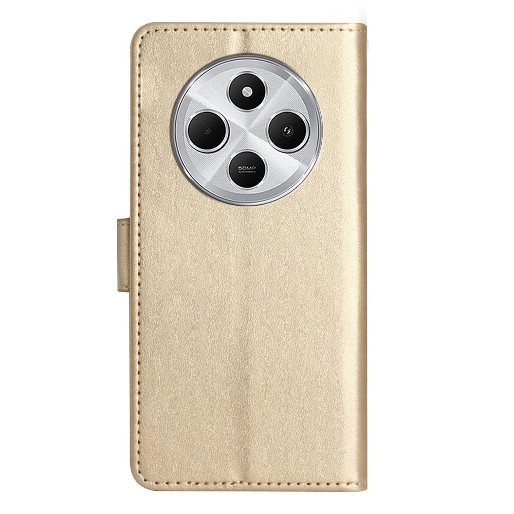 Virágok könyv tok Xiaomi Redmi 14C/Poco C75-hez - arany színben