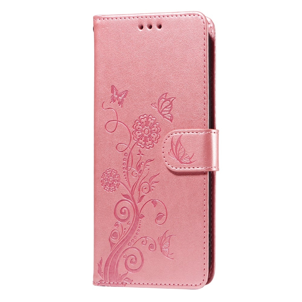 Virágos könyvtáska a Realme 14x 5G/Realme C75 készülékhez - rózsaszín