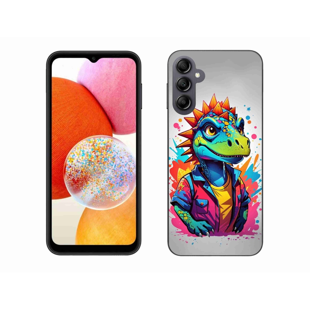 Zselés borítás mmCase Samsung Galaxy A14 4G/5G - színes dinoszauruszok számára