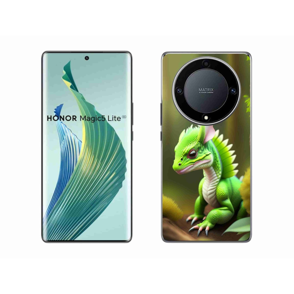 Zselés borítás mmCase a Honor Magic 5 Lite 5G számára - zöld sárkány
