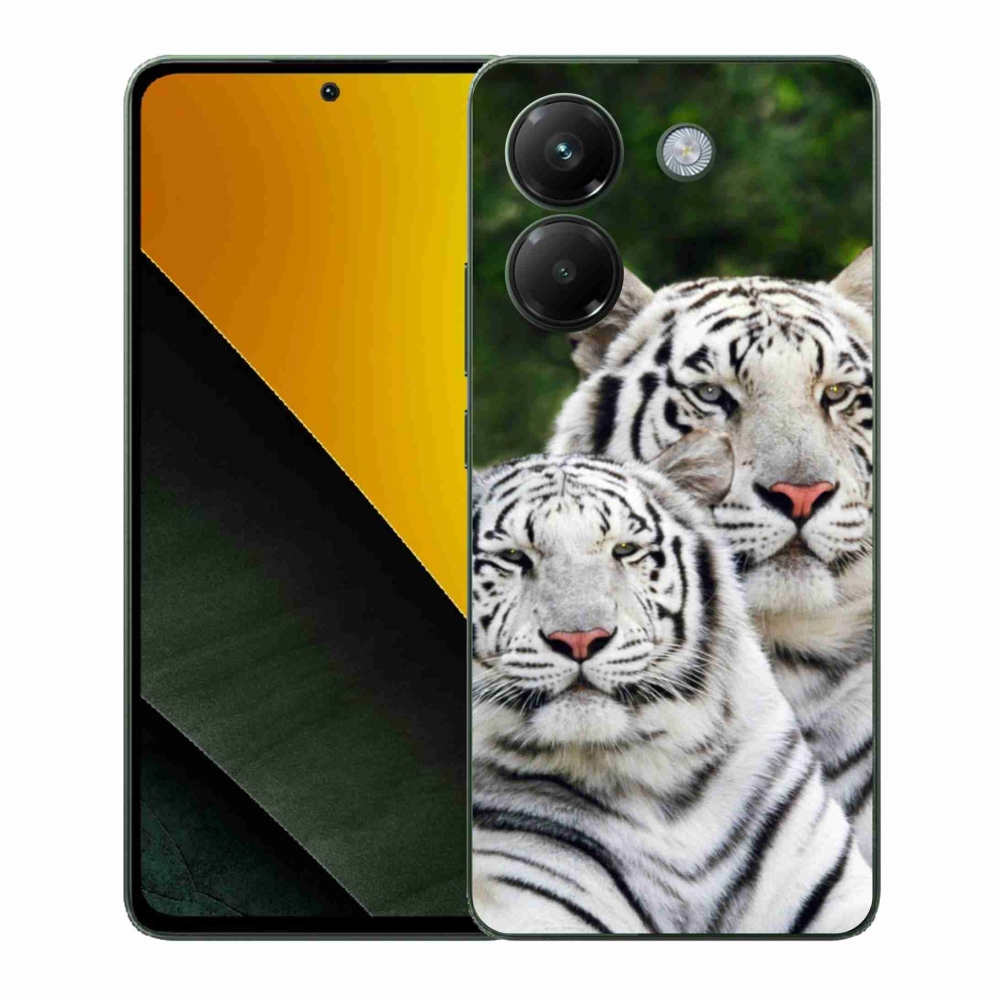 Gél borítás mmCase a Xiaomi Poco M7 Pro 5G-hez - fehér tigrisek