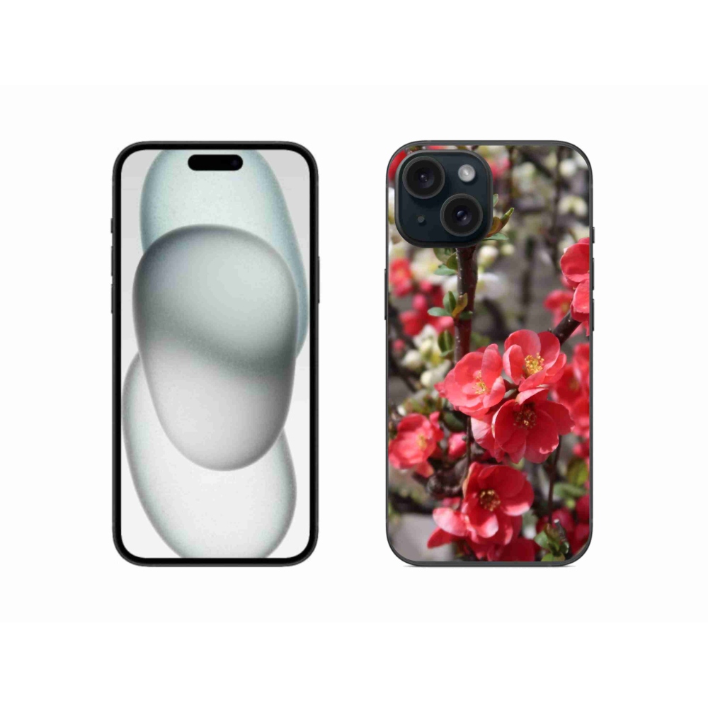 Gél borítás mmCase iPhone 15 készülékhez - piros virágok