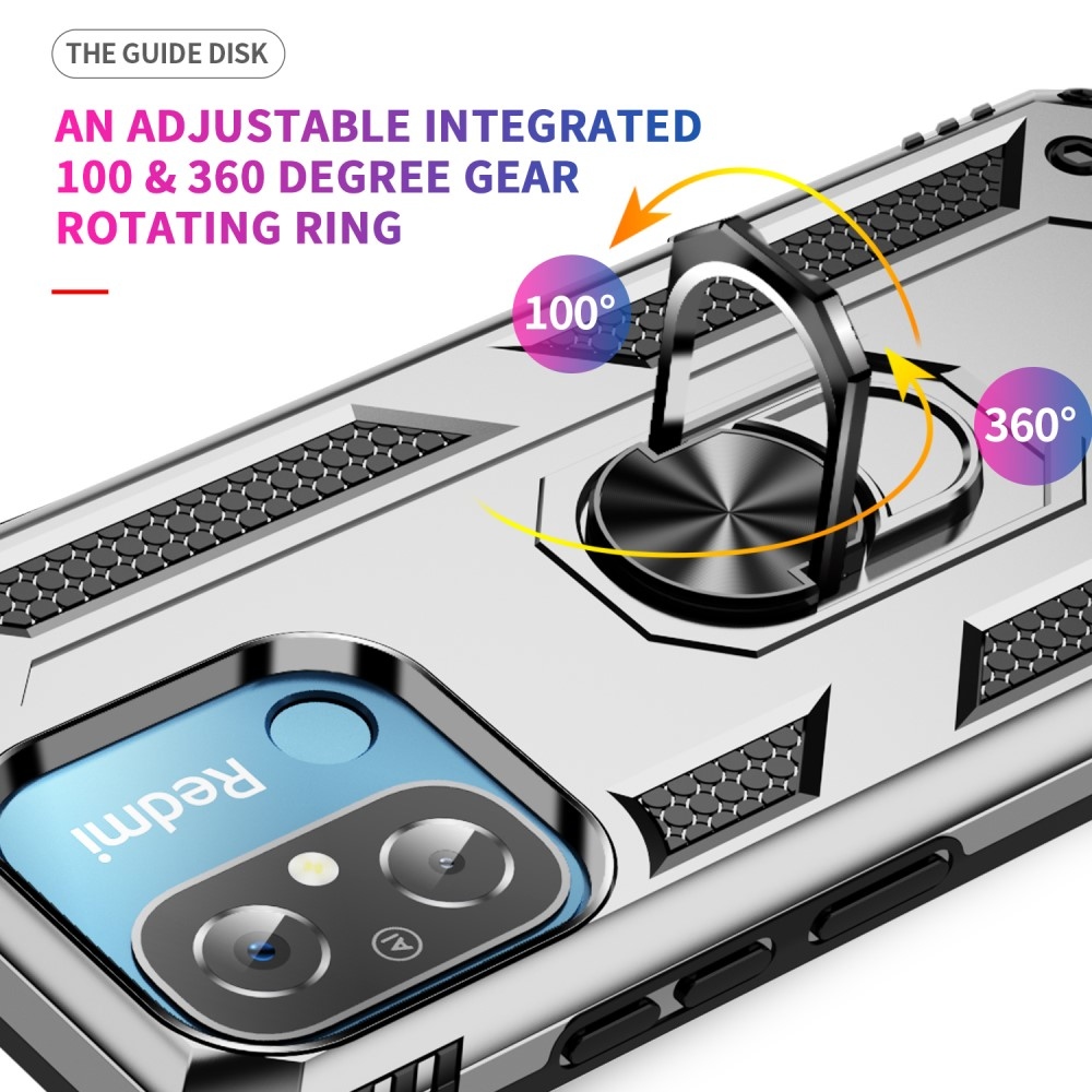 Gyűrűálló borítás a Xiaomi Redmi 12C készülékhez - ezüst színű