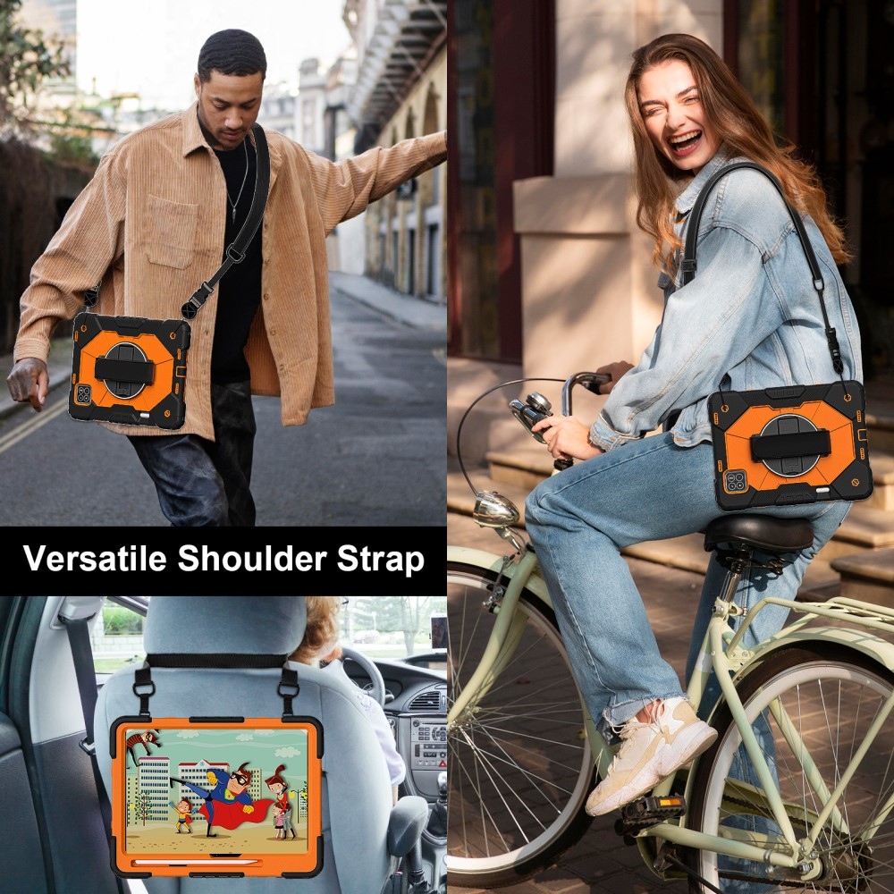 Strapabíró huzat kéztartóval és vállpánttal Xiaomi Pad 7/7 Pro-hoz - fekete/narancs