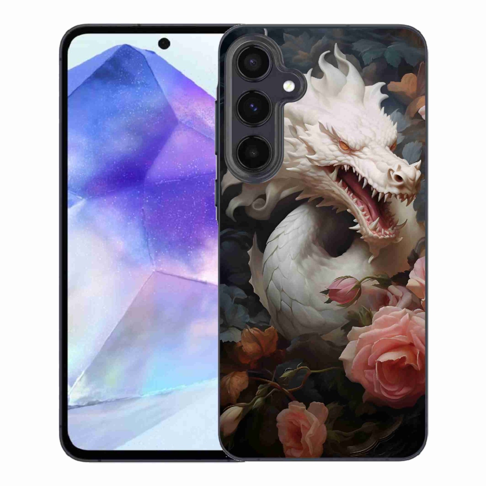 Gél védőhuzat mmCase Samsung Galaxy A55 5G - fehér sárkányhoz