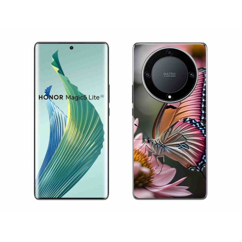 Gél borítás mmCase a Honor Magic 5 Lite 5G számára - színes pillangó