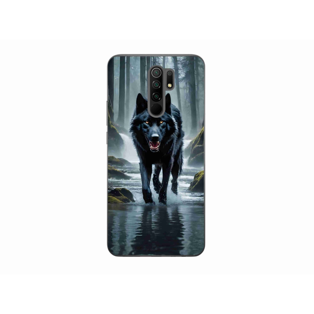 Gél borítás mmCase a Xiaomi Redmi 9-hez - fekete farkas