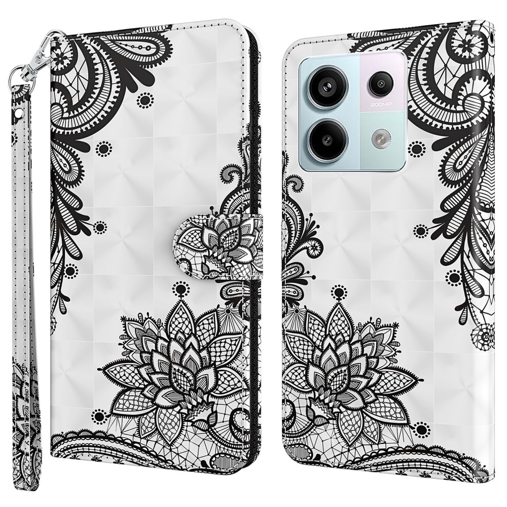 Nyomtatás könyv tok Xiaomi Redmi Note 13 Pro 5G/Poco X6 5G - csipke virág