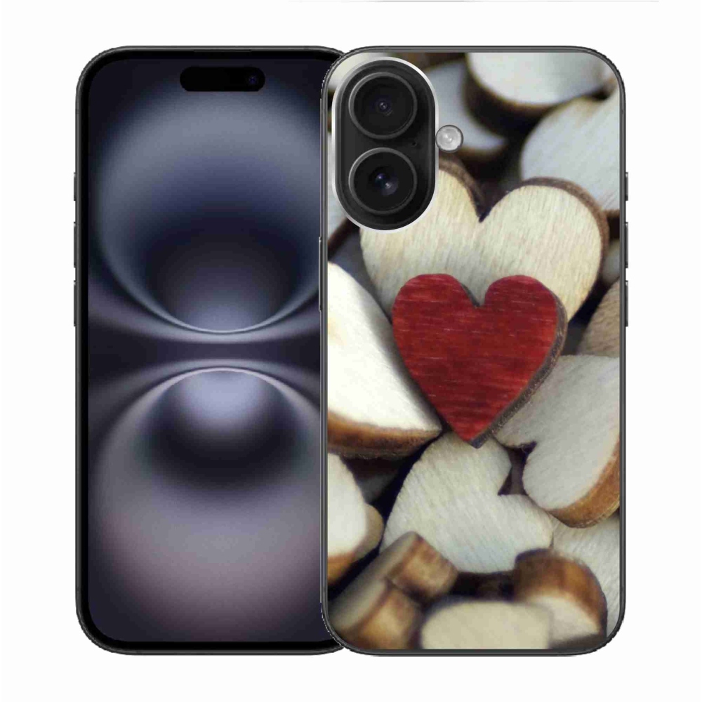 Gél borítás mmCase iPhone 16 készülékhez - gravírozott piros szív