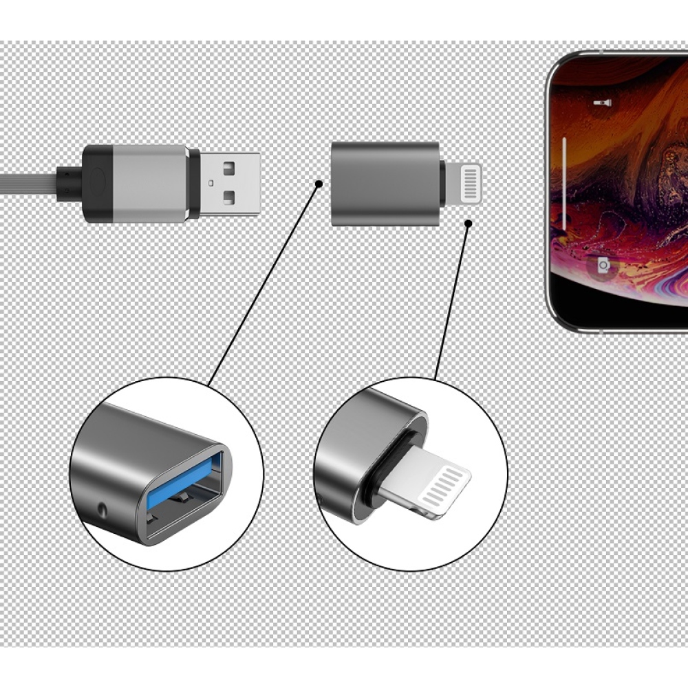 Swissten OTG átalakító Lightning (m)/USB-A (f)