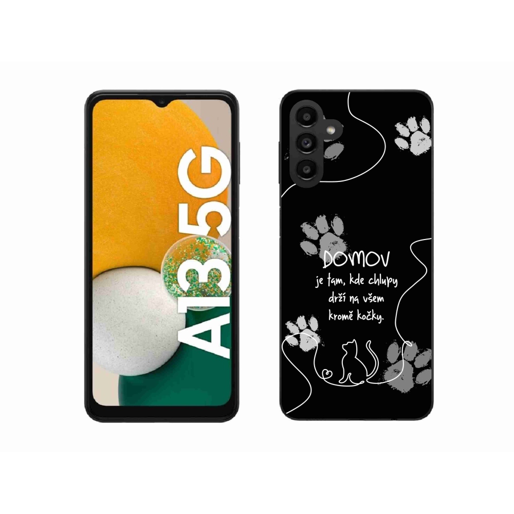 Gél borítás mmCase Samsung Galaxy A13 5G - macska motívum fekete háttérrel