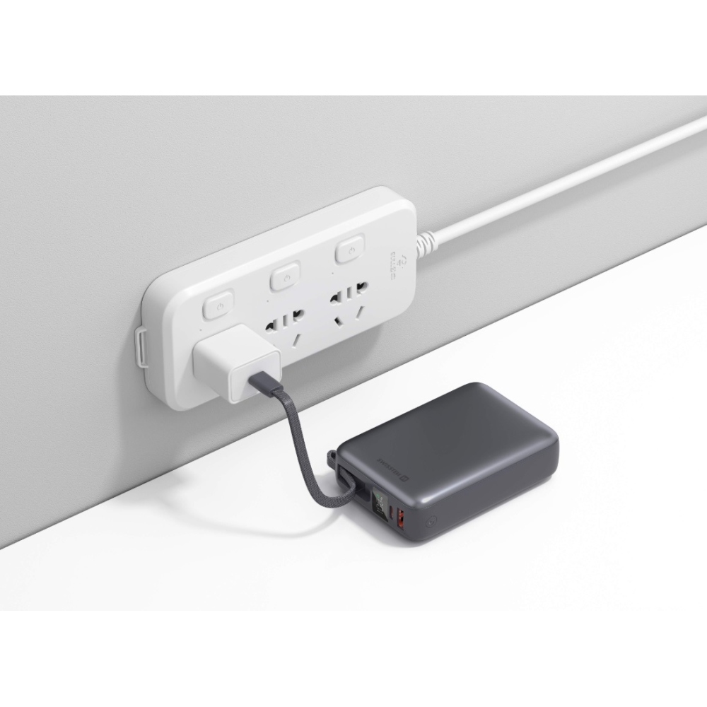 Swissten Powerbank beépített USB-C kábellel, 45W 20000 mAh - ezüst