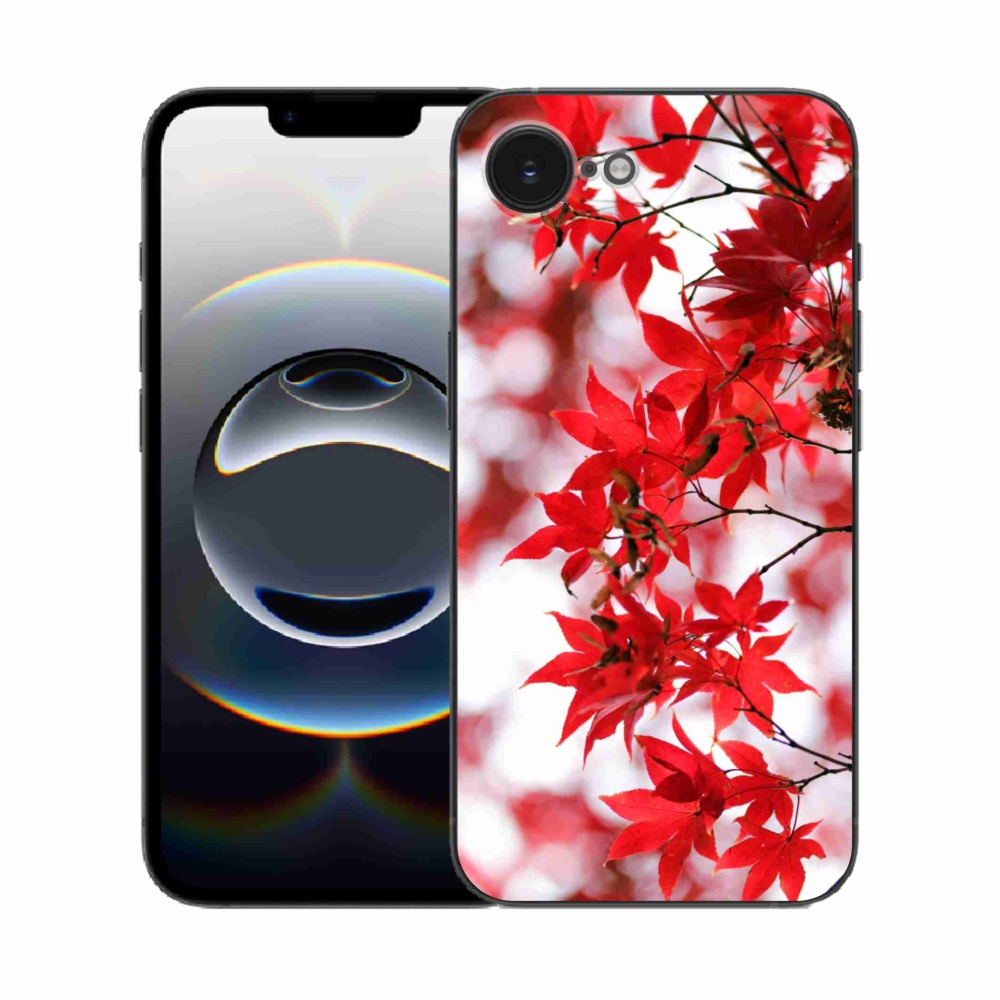 Zselés borítás mmCase iPhone 16e készülékhez - piros levelek