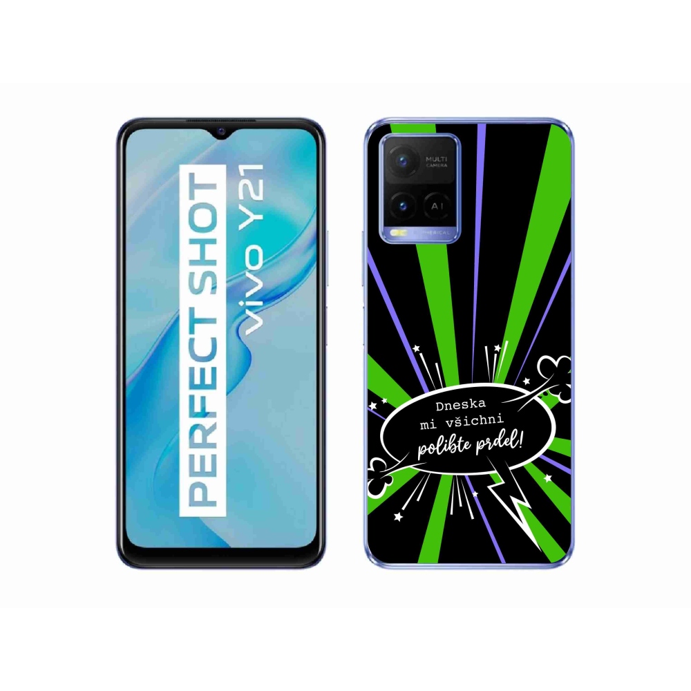 Gél borító mmCase a Vivo Y21/Y21s/Y33s készülékhez - vicces szöveg 15 fekete háttérrel