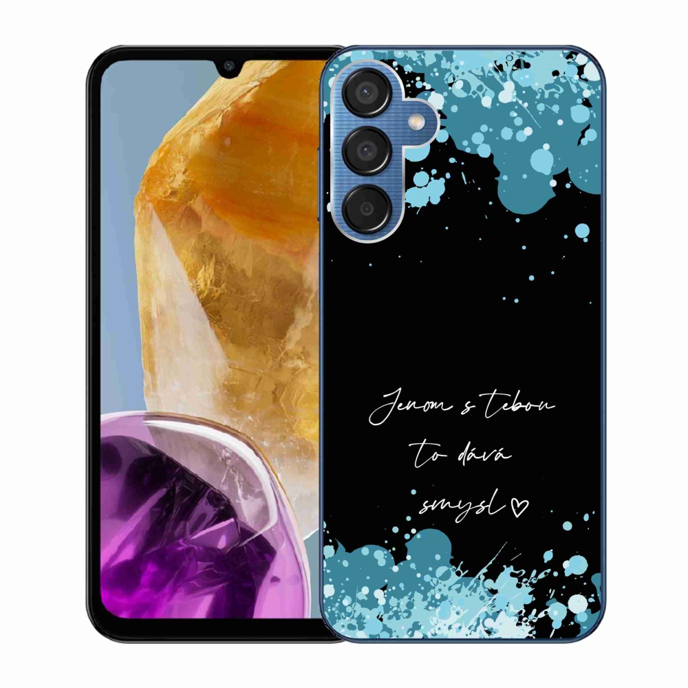 Gél borító mmCase Samsung Galaxy M15 5G - szöveg szerelemben fekete háttérrel