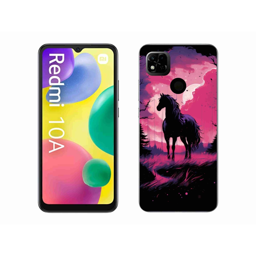 Gél borító mmCase a Xiaomi Redmi 10A - fekete rajzfilm ló 1
