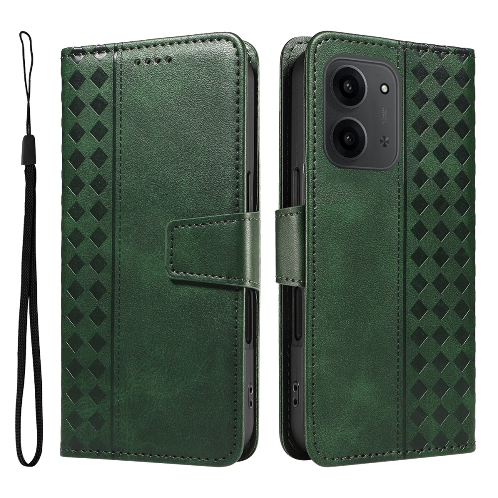 Rácsos könyv tok Xiaomi Redmi 15C 4G/5G (173mm) - zöld