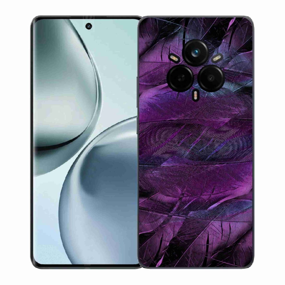 Zselés borítás mmCase a Realme 14 Pro 5G készülékhez - lila tollak