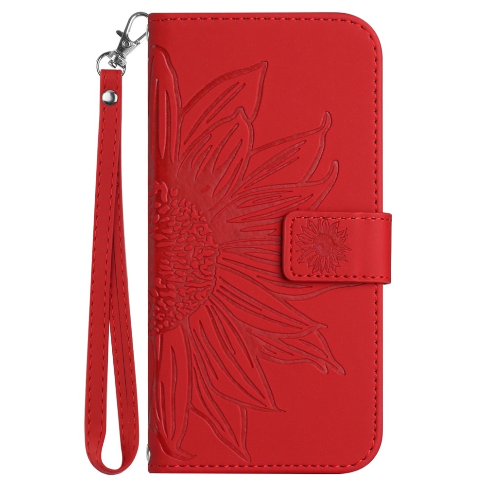 Napraforgó könyv tok Xiaomi Redmi Note 14 Pro-hoz - piros