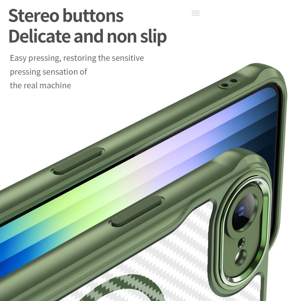 Tartós, textúrázott borítás MagSafe támogatással iPhone 16e készülékhez - zöld