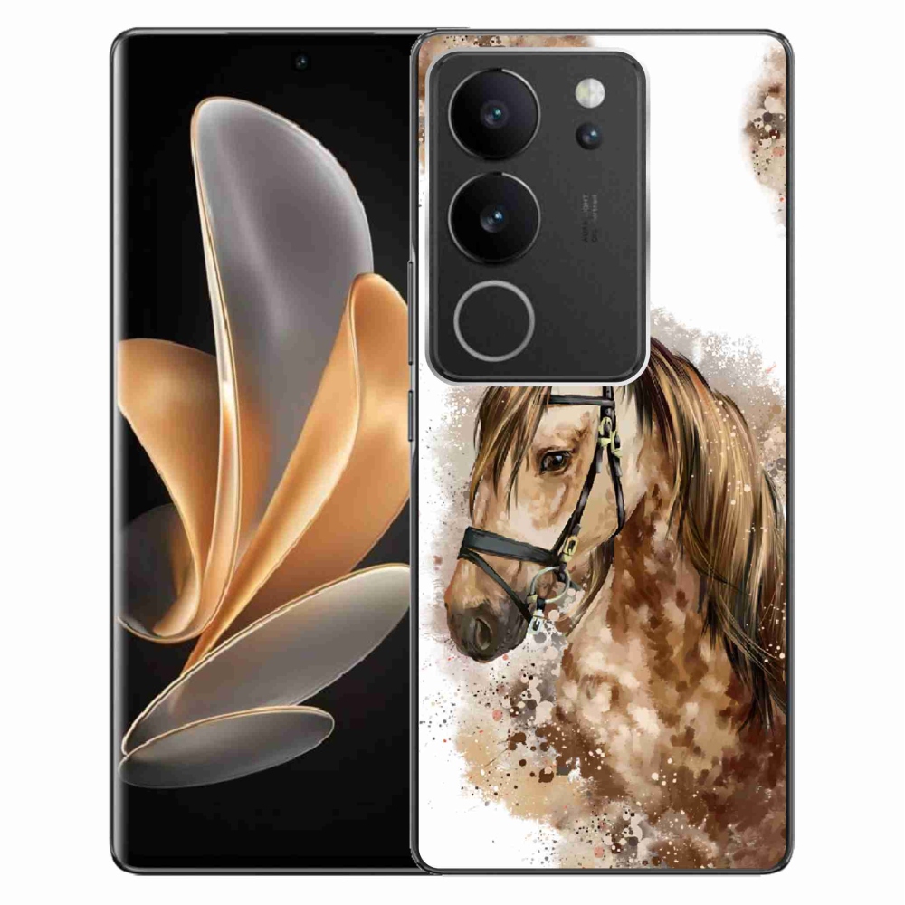 Zselés borító mmCase a Vivo V29 5G-hez - barna rajzfilm ló