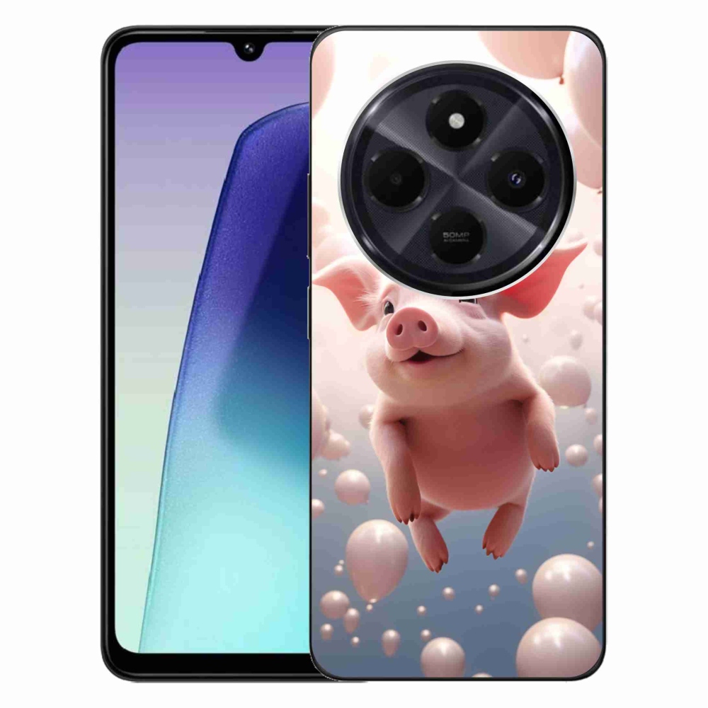 Gél borítás mmCase a Xiaomi Redmi 14C/Poco C75-hez - malac lufikkal