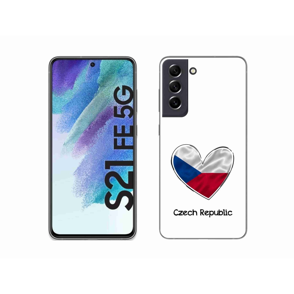 Gél védőhuzat mmCase Samsung Galaxy S21 FE 5G - zászlós szív fehér háttérrel