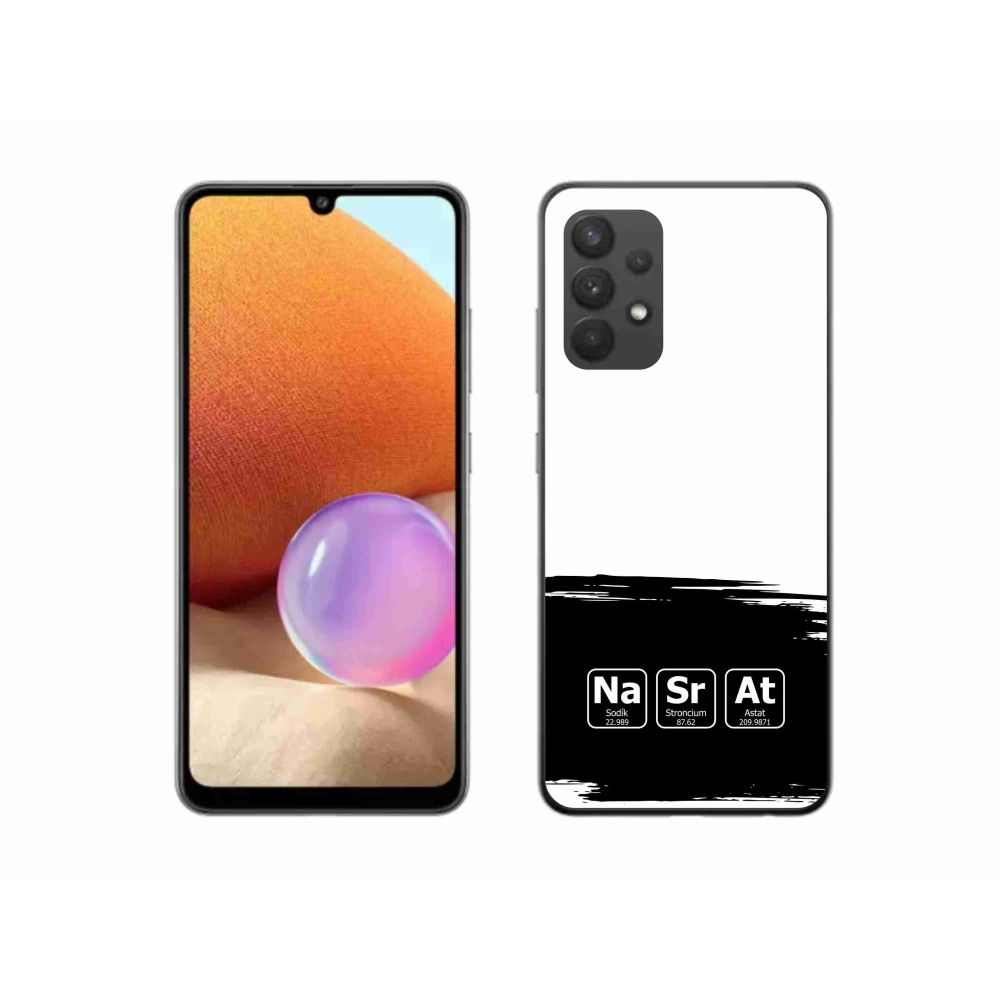 Gél borító mmCase Samsung Galaxy A32 4G - kémiai elemek fekete és fehér háttérrel
