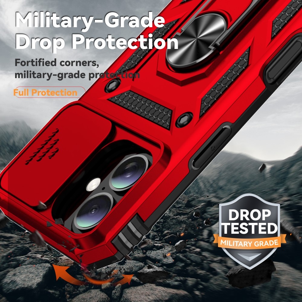 Tartós csúszásbiztos borítás iPhone 16 készülékhez - piros