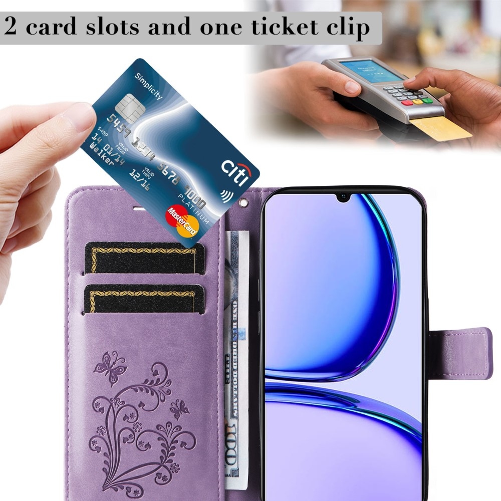 Nagy pillangó könyvtáska Realme C51/C53 készülékhez - lila