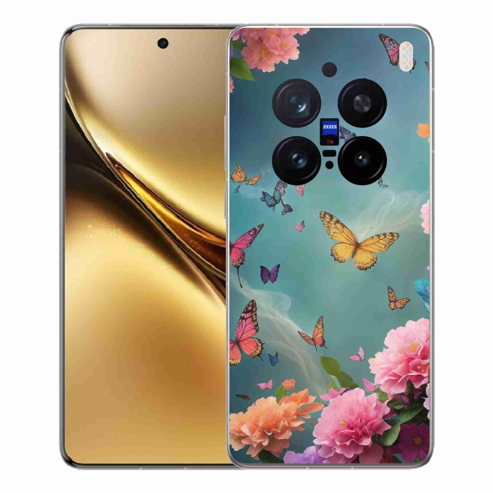 Gél borító mmCase a Vivo X200 Pro 5G készülékhez - színes virágok és pillangók