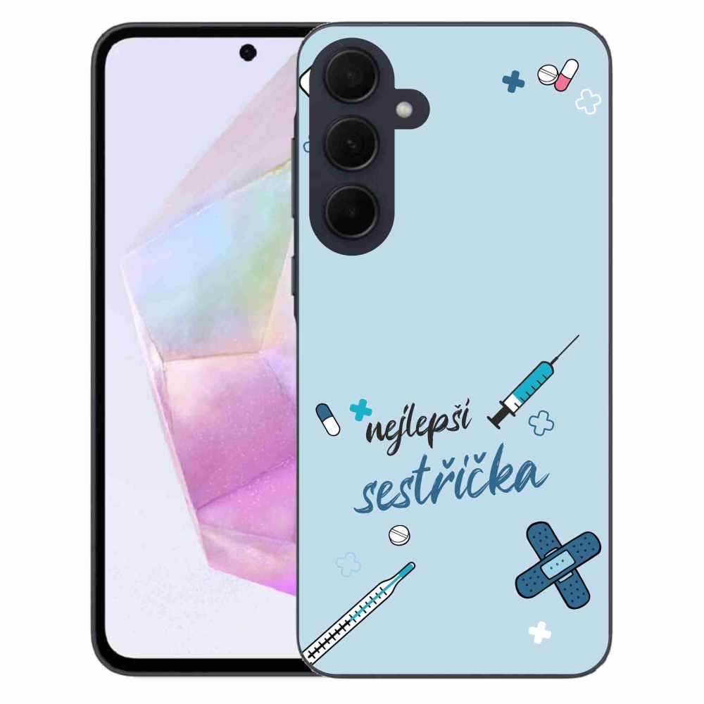 Gél borító mmCase Samsung Galaxy A35 5G - legjobb kishúg kék háttérrel