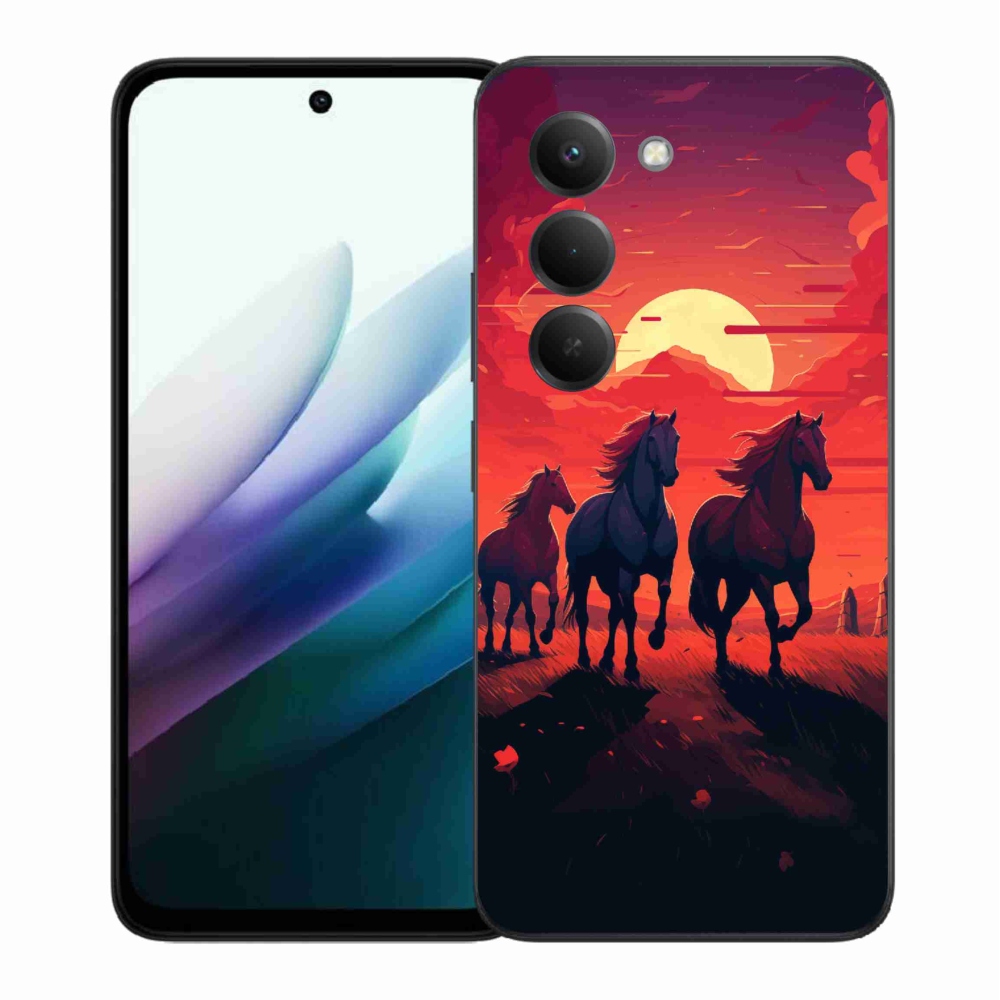 Gél borítás mmCase a Xiaomi Redmi 15 4G/5G (171mm) - lovak és naplemente